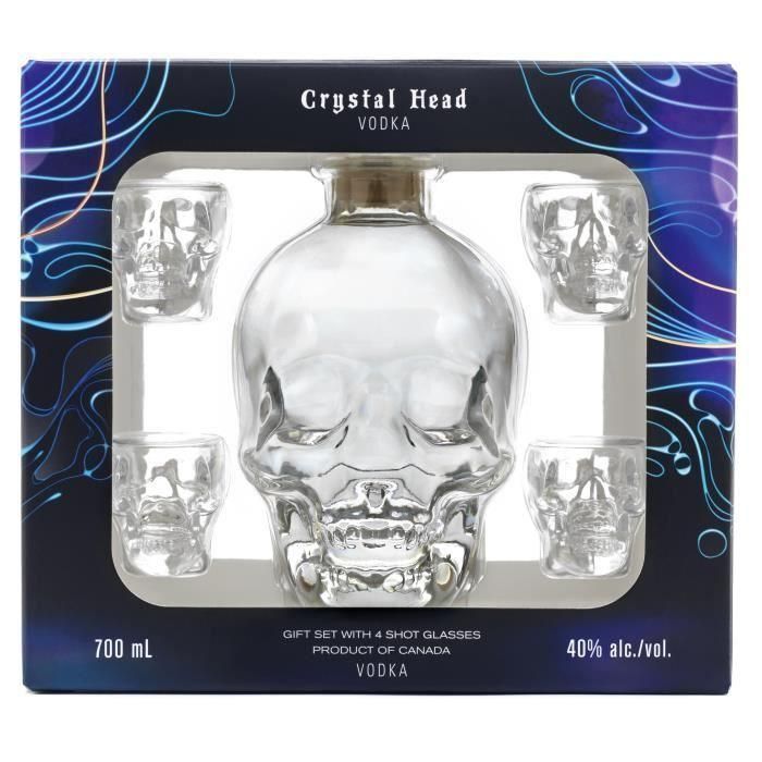 Crystal Head - Caja + 4 Vasos de Chupito - Vodka - 70cl - 40,0% Vol.