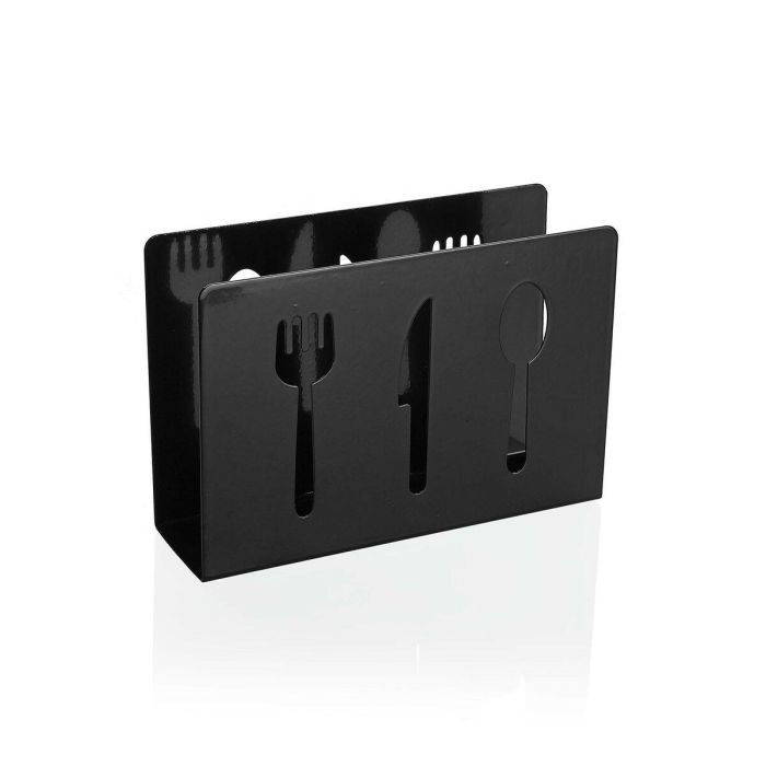 Servilletero Cubiertos Metálico Negro Versa 4.5x10x15 cm (2 Unidades) Servilletero Cubiertos Metálico Negro Versa 4.5x10x15 cm (2 Unidades)