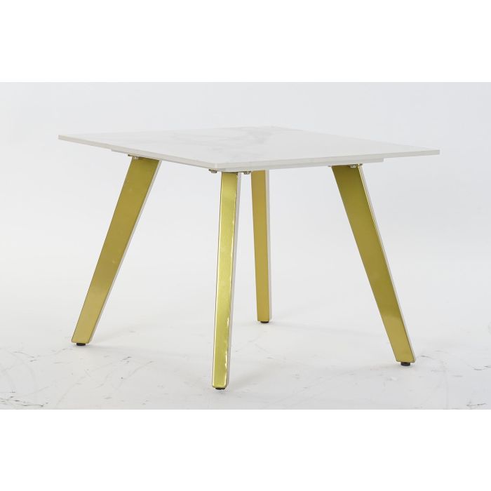 DKD Home Decor Mesita Auxiliar Moderna Reversible Doble Cara, de Metal y Cerámica en Dorado y Blanco, 60x48x60 cm DKD Home Decor Mesita Auxiliar Moderna Reversible Doble Cara, de Metal y Cerámica en Dorado y Blanco, 60x48x60 cm