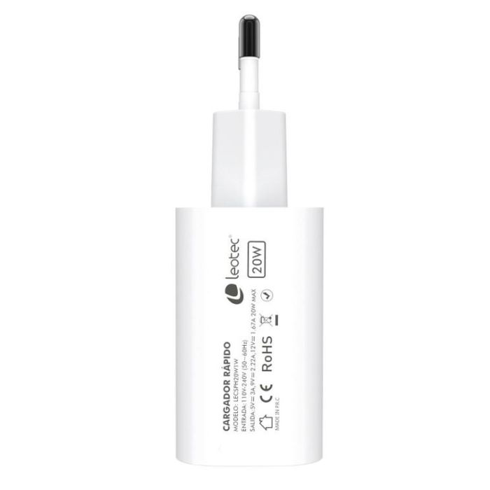 Leotec Cargador Rápido 20W USB-C Power Delivery 3.0 para Smartphones y Dispositivos iOS/Android Universal Blanco 1