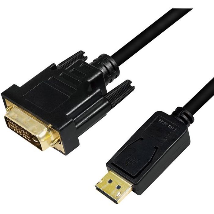 LogiLink CV0132 Cable DisplayPort 1.2 a DVI-D 3m negro, Full HD 1080p 60Hz, Macho/Macho, Oro