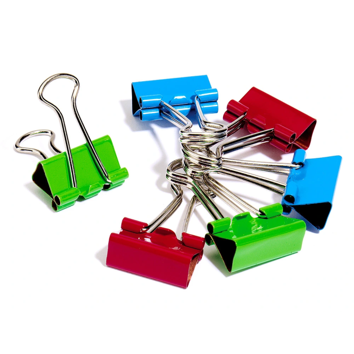 Q-connect Pinza metálica reversible 19 mm, caja de 6 unidades, colores surtidos 1