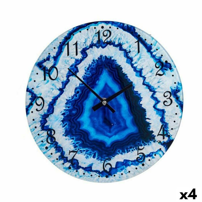 Reloj de Pared Mármol Azul Cristal 30 x 4 x 30 cm (4 Unidades) Reloj de Pared Mármol Azul Cristal 30 x 4 x 30 cm (4 Unidades)