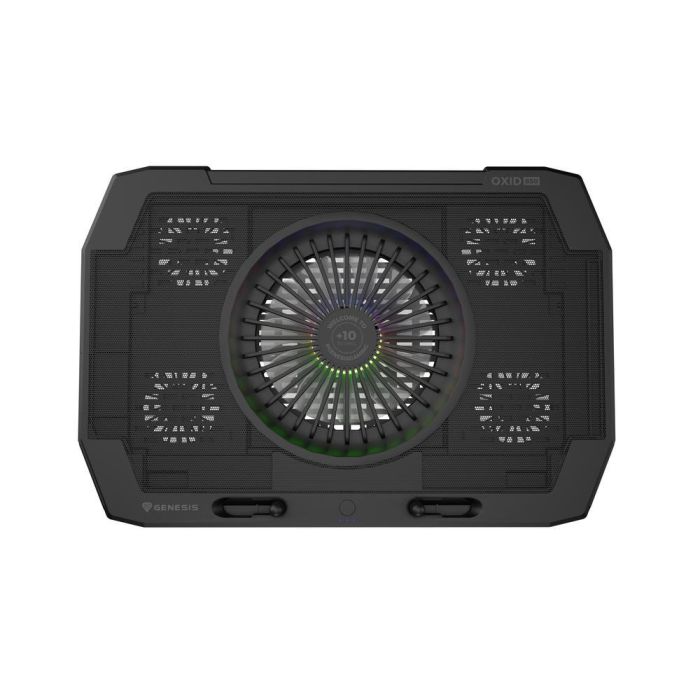 GENESIS Oxid 850 Almohadilla Refrigeradora para Portátil 17.3" con 5 Ventiladores, Iluminación RGB, Ajuste de Altura y 2 Puertos USB Negro 3