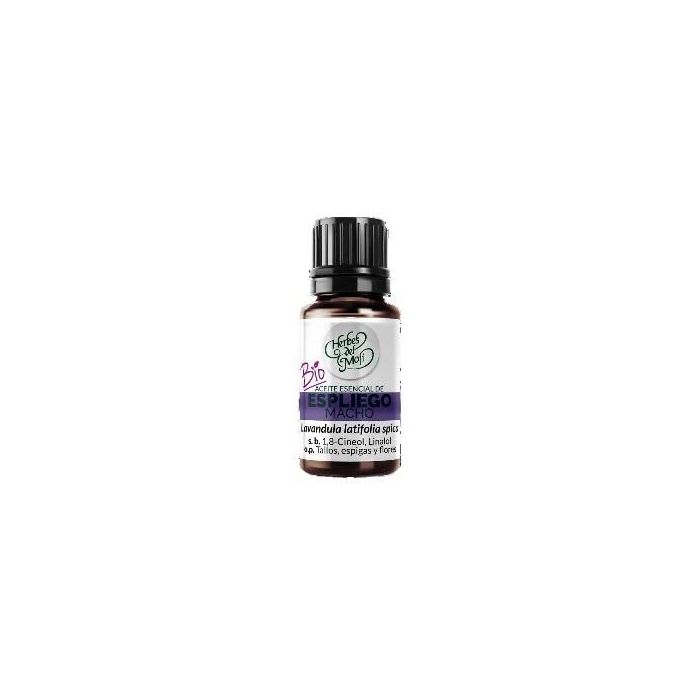 HERBES DEL MOLI Lavandula latifolia spica Aceite Esencial Espliego Macho 10 ml Ecológico Antifúngico y Expectorante