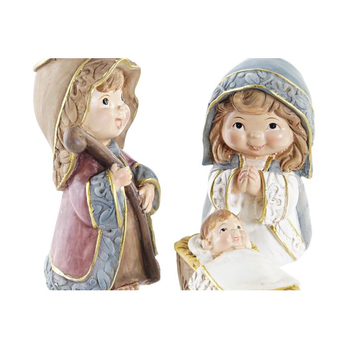 Nacimiento Navidad Tradicional DKD Home Decor Marron Azul 4.9 x 10.2 x 5.3 cm Set de 3 (4 Unidades) 1