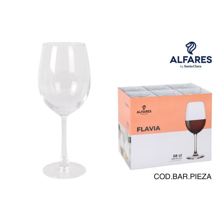 La Mediterranea Copa Vino Flavia 58 cl (7.5 cm x 23 cm) – Ideal para degustación y uso diario (24 Unidades)