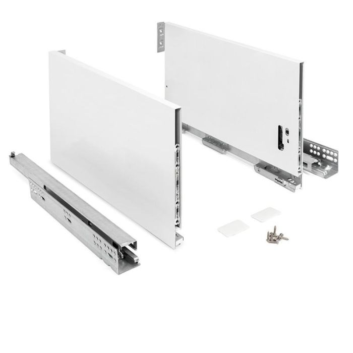 Herrajes ALK Cajón Qube H250 Extracción Total Blanco 400mm, con Cierre Amortiguado SLOW y Capacidad de Carga hasta 40kg para Mueble de Cocina.