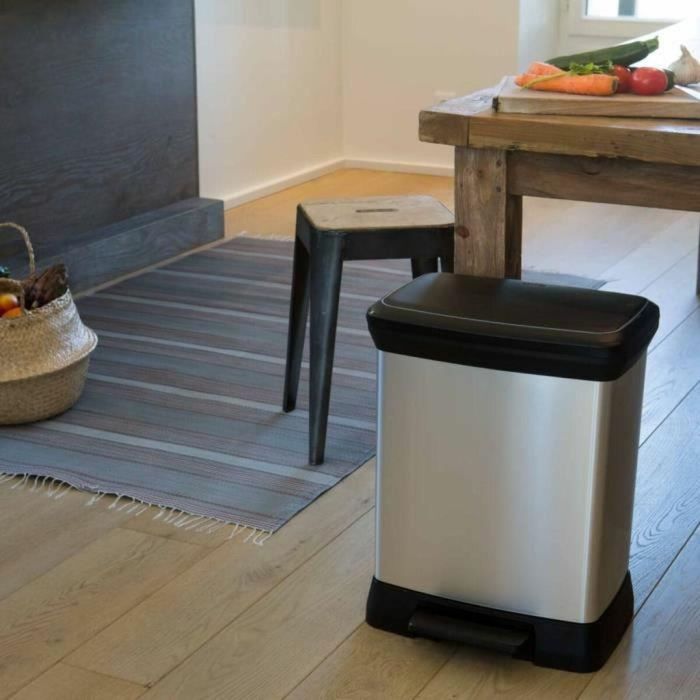 Cubo de Basura para Reciclaje Curver Duo Déco Plateado 10 L 18 L 1