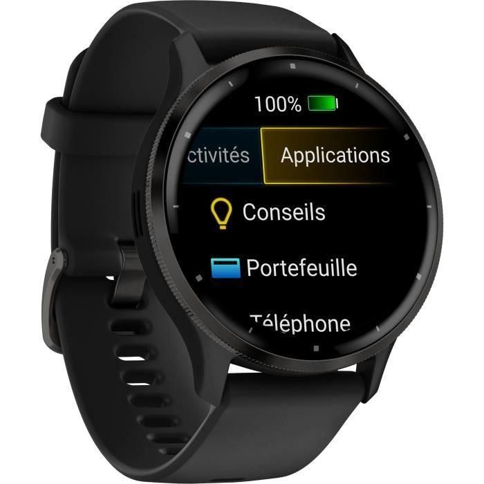 Reloj GPS conectado - GARMIN - Venu 3 - WiFi - 35,4 mm (1.4) - Acero gris, caja negra y correa de silicona negra 2 Reloj GPS conectado - GARMIN - Venu 3 - WiFi - 35,4 mm (1.4) - Acero gris, caja negra y correa de silicona negra 2