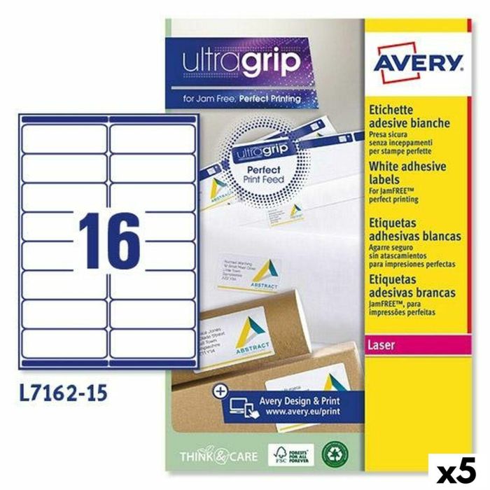 Etiquetas para Impresora Avery L7162 Blanco 15 Hojas 99,1 x 33,9 mm (5 Unidades) 0 Etiquetas para Impresora Avery L7162 Blanco 15 Hojas 99,1 x 33,9 mm (5 Unidades) 0