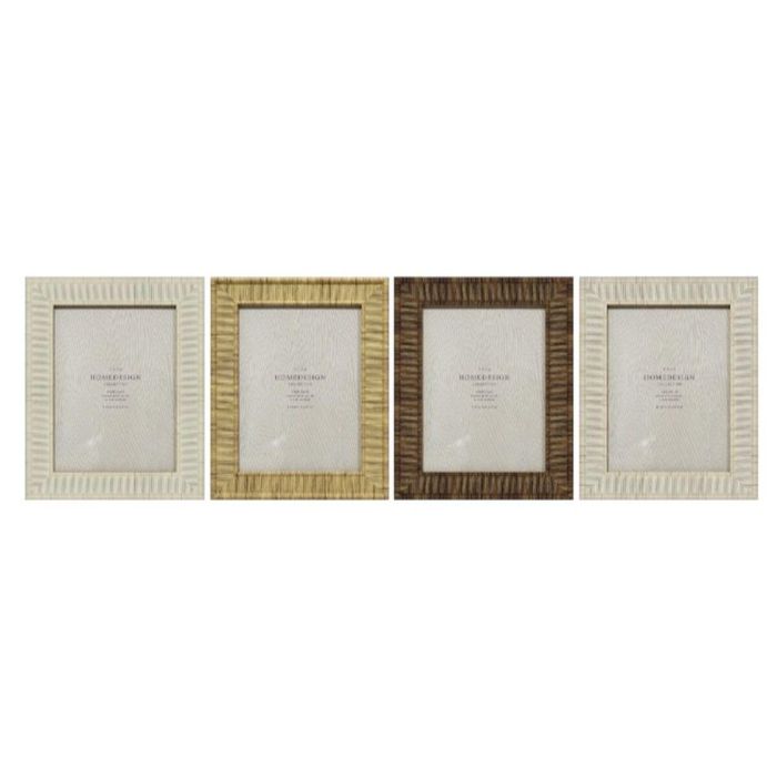 Marco de Fotos Home ESPRIT Beige Natural Cristal Poliestireno Escandinavo 20,5 x 2 x 25,5 cm (4 Unidades) 1