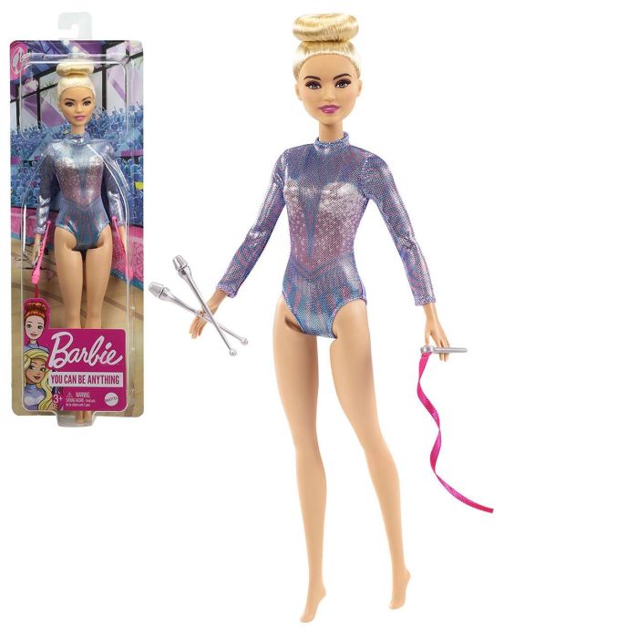 Barbie Gtn65 Muñeca Tú Puedes Ser Gimnasta Rítmica con Leotardo Metalizado, Mazas y Cinta, 30,40cm, +3 años 0 Barbie Gtn65 Muñeca Tú Puedes Ser Gimnasta Rítmica con Leotardo Metalizado, Mazas y Cinta, 30,40cm, +3 años 0