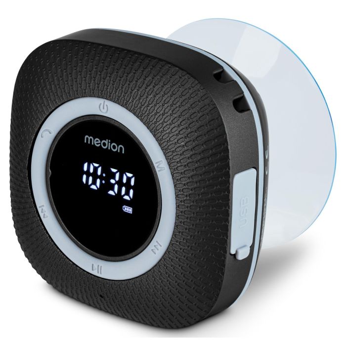 Medion MED4061275227628 Radio de Ducha FM Bluetooth IPX6 con Soporte de Ventosa, Color Negro 2 Medion MED4061275227628 Radio de Ducha FM Bluetooth IPX6 con Soporte de Ventosa, Color Negro 2