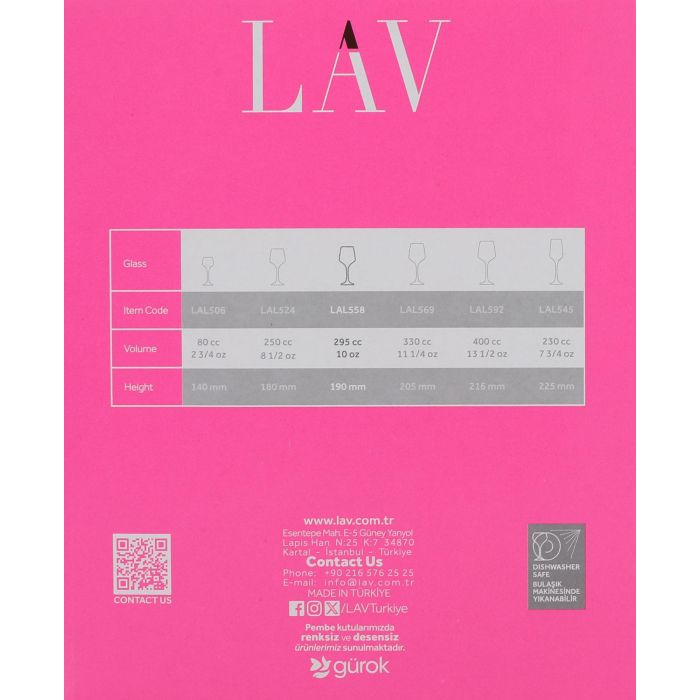Lav Set de 6 Copas de Vino Lal 295 cc - Colección Lal (4 Cajas) 2 Lav Set de 6 Copas de Vino Lal 295 cc - Colección Lal (4 Cajas) 2