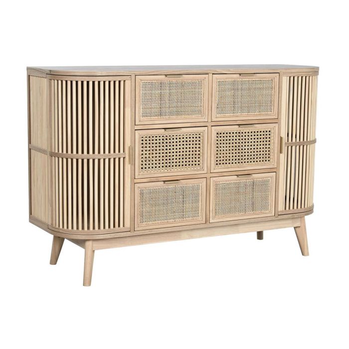 DKD Home Decor Cajonera Scandi 6 Cajones y 2 Puertas Abeto Ratán Natural Dorado 120 cm Ancho x 40 cm Fondo x 80 cm Alto DKD Home Decor Cajonera Scandi 6 Cajones y 2 Puertas Abeto Ratán Natural Dorado 120 cm Ancho x 40 cm Fondo x 80 cm Alto