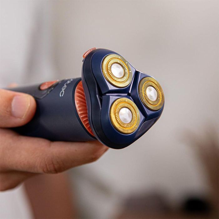 Cecotec Afeitadora eléctrica PrecisionCare Aluminium Pro azul titanio LCD 80min IPX6 base 3