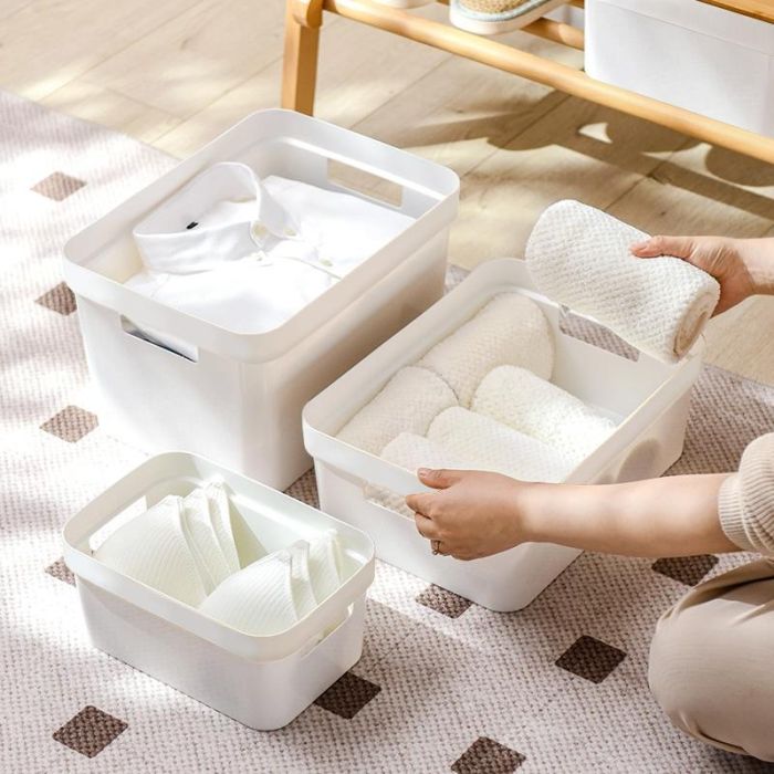 Confortime Caja Ordenación Multiusos Plástico Tapa Bambú S Conf 25.5x17.5x12.5 cm 6