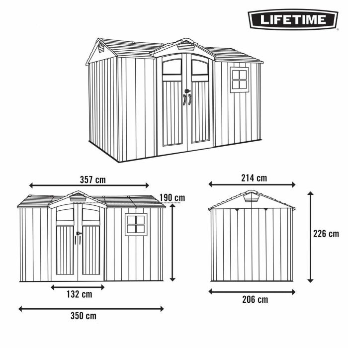 Caseta Lifetime 356 x 225 x 213 cm Gris 3 Caseta Lifetime 356 x 225 x 213 cm Gris 3