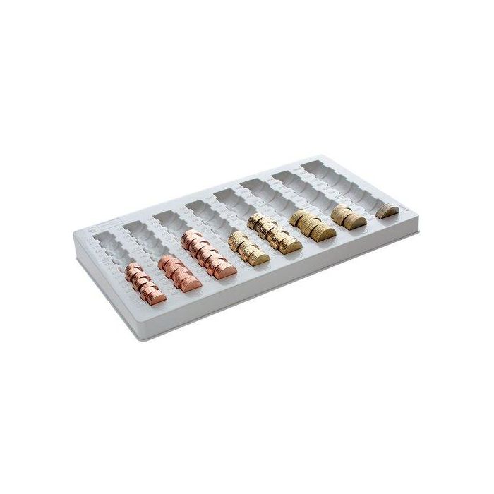 Archivo 2000 Bandeja Portamonedas para Euro, Plástico Inyectado Resistente, 8 Columnas, 180x335x30 mm