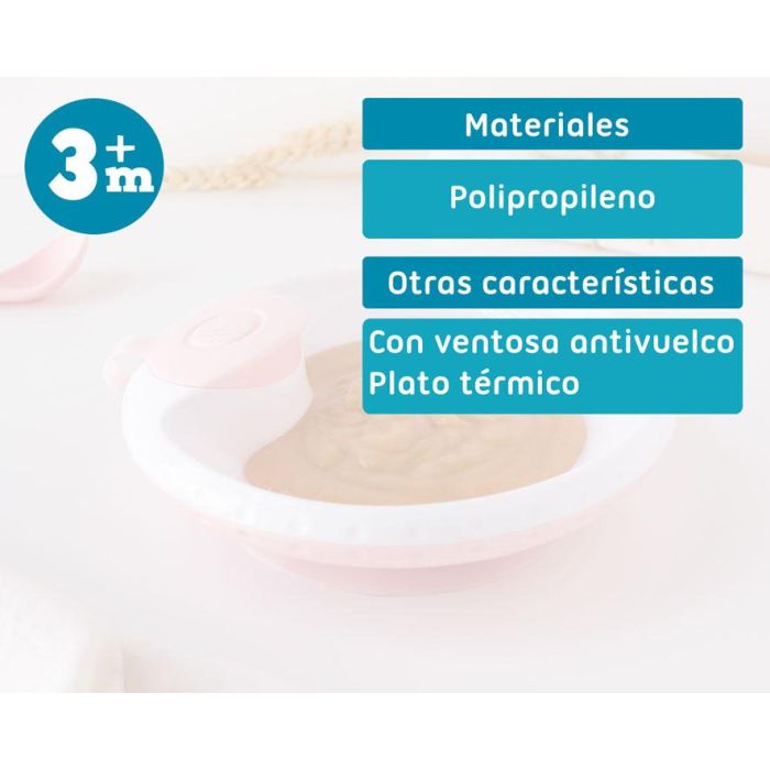 KioKids Plato Térmico con Ventosa Antivuelco Rosa para Bebé +4 Meses 5