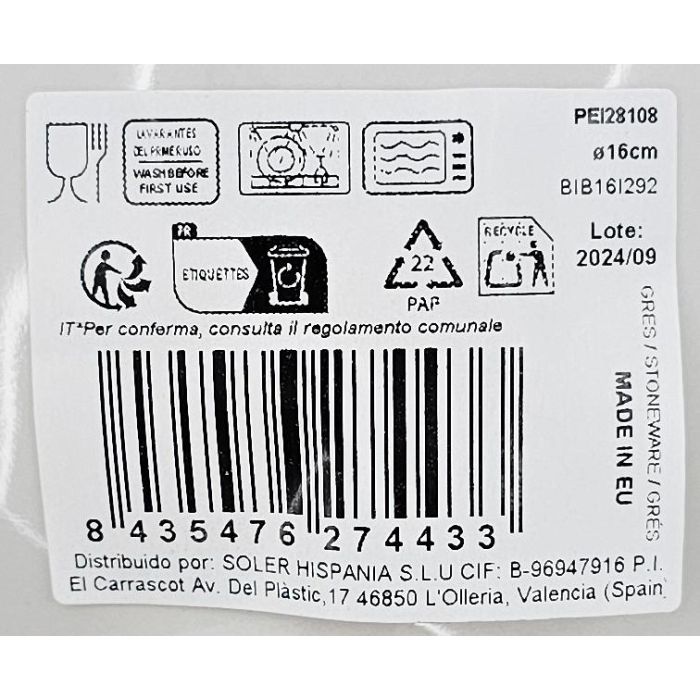 La Mediterranea Bol Peixe Iberica Brillo 16 cm (24 Unidades)