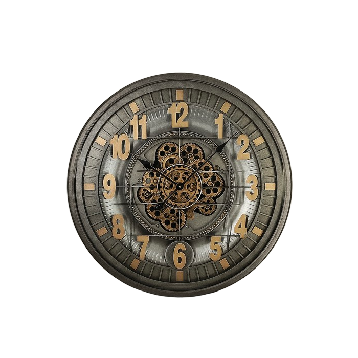 DKD Home Decor Reloj de Pared Vintage Plateado Dorado 66.5 x 66.5 x 8.5 cm