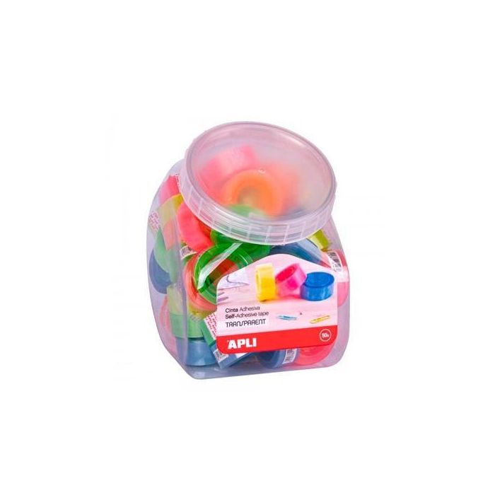 Apli Cinta Adhesiva Transparente Rollo 19 mm X 20M Expositor 50 Ud C-Surtidos Fluorescentes Apli Cinta Adhesiva Transparente Rollo 19 mm X 20M Expositor 50 Ud C-Surtidos Fluorescentes