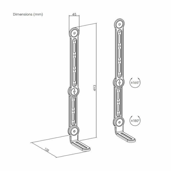 AISENS SPK03U-375 Soporte de Pared Ajustable Universal para Barra de Sonido y TV VESA hasta 15kg, Acero Negro, Antivibración. 7 AISENS SPK03U-375 Soporte de Pared Ajustable Universal para Barra de Sonido y TV VESA hasta 15kg, Acero Negro, Antivibración. 7