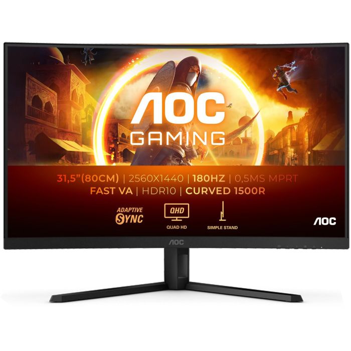 AOC CQ32G4VE Monitor Gaming Curvo 31.5" QHD (2560x1440) 0.5ms 180Hz Fast VA HDR10 Negro 0 AOC CQ32G4VE Monitor Gaming Curvo 31.5" QHD (2560x1440) 0.5ms 180Hz Fast VA HDR10 Negro 0