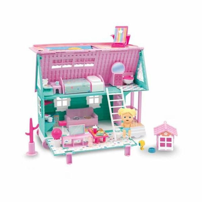 Casa amicicci convertible en trolley para llevarla siempre contigo, incluye figura amicicci, mascota y accesorios