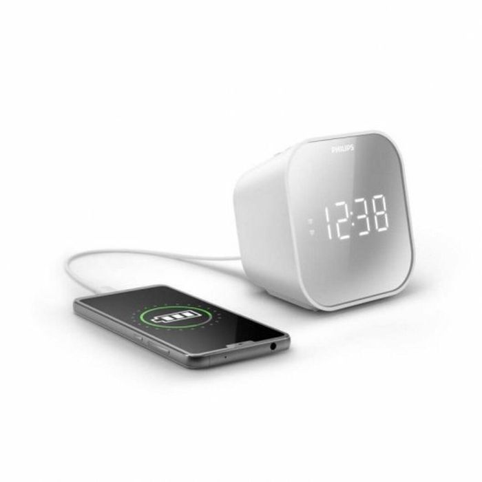 Philips TAR4406/12 Reloj despertador digital con radio FM, pantalla LED, carga USB y vibrador, color Blanco 23 Philips TAR4406/12 Reloj despertador digital con radio FM, pantalla LED, carga USB y vibrador, color Blanco 23