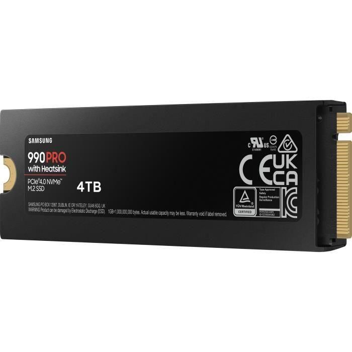 SAMSUNG - 990 PRO - SSD interno - 4 TB - Con disipador - PCIe 4.0 - NVMe 2.0 - M2 2280 - Hasta 7450 MB/s (MZ-V9P4T0GW) 2 SAMSUNG - 990 PRO - SSD interno - 4 TB - Con disipador - PCIe 4.0 - NVMe 2.0 - M2 2280 - Hasta 7450 MB/s (MZ-V9P4T0GW) 2