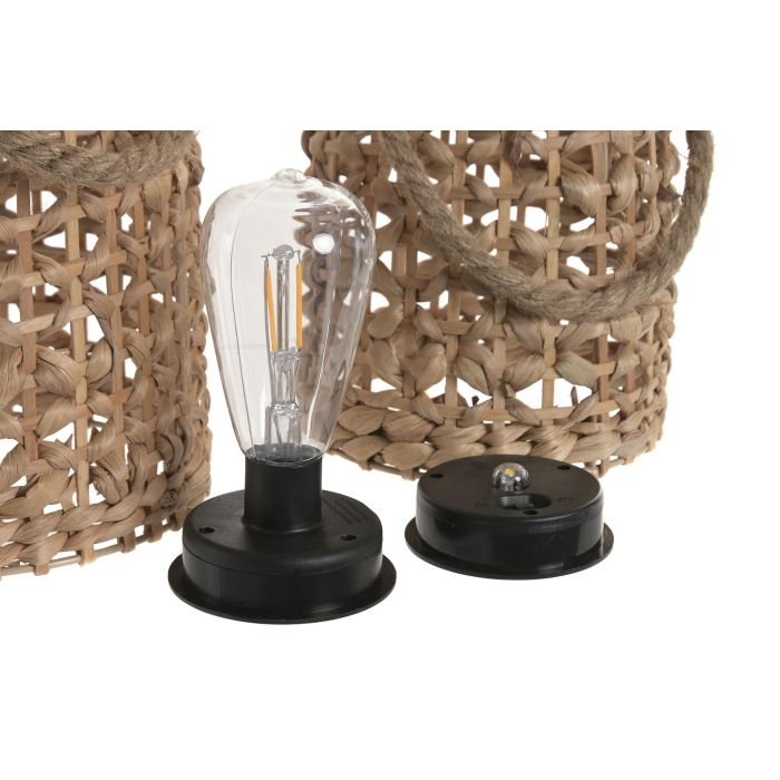 DKD Home Decor Lámpara Solar para Terraza y Jardín, Fibra, Marrón, 26 x 30 x 26 cm, Set de 3 (2 Unidades) DKD Home Decor Lámpara Solar para Terraza y Jardín, Fibra, Marrón, 26 x 30 x 26 cm, Set de 3 (2 Unidades)