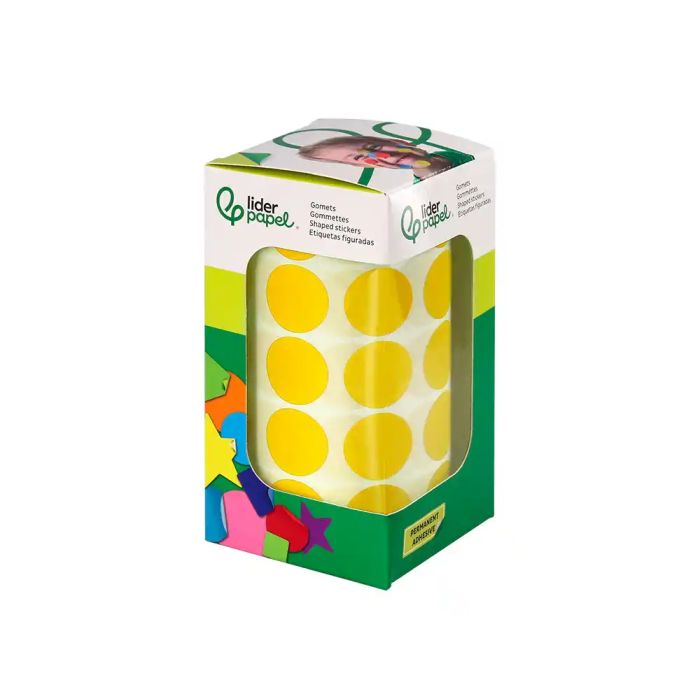 Liderpapel Gomets Círculos Autoadhesivos 20 mm Amarillo Rollo de 2000 Unidades 1