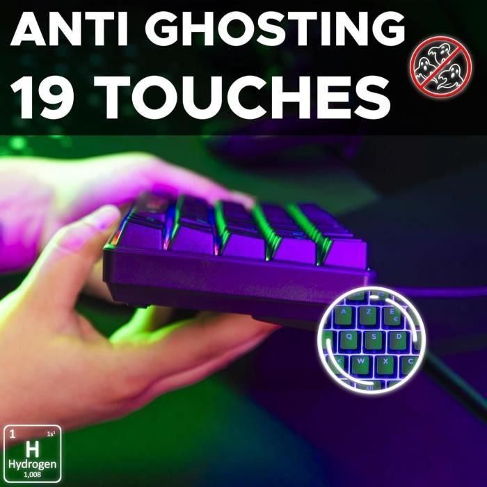 Teclado para juegos - THE G-LAB - KEYZ-HYDROGEN/FR - 60% Membrana negra 4 Teclado para juegos - THE G-LAB - KEYZ-HYDROGEN/FR - 60% Membrana negra 4