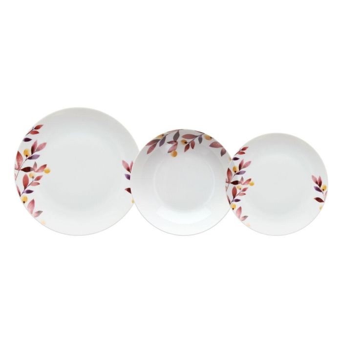 Vajilla Blanco Multicolor Porcelana Hojas 1 cm 37 x 23 x 30 cm 18 Piezas Vajilla Blanco Multicolor Porcelana Hojas 1 cm 37 x 23 x 30 cm 18 Piezas