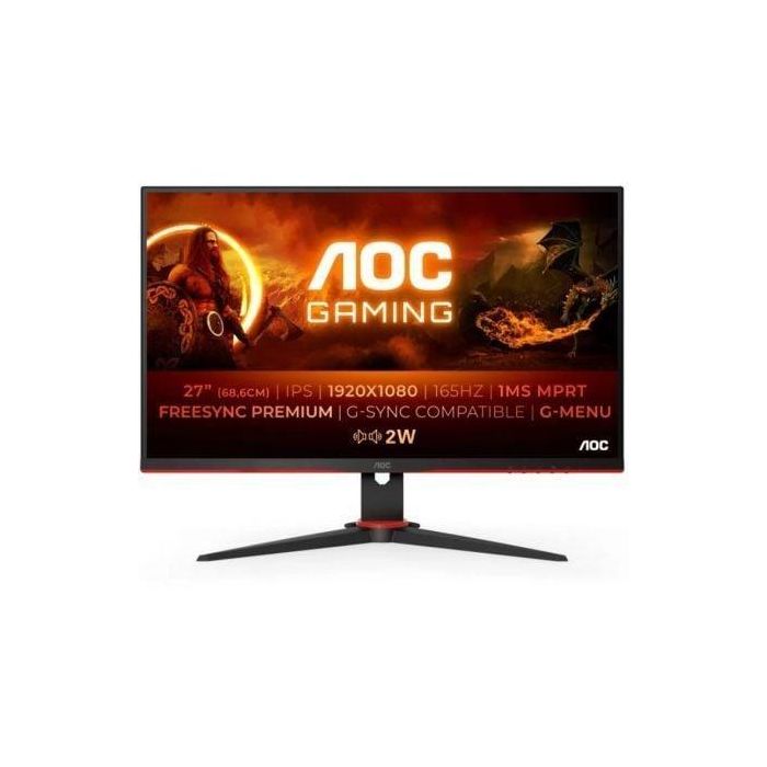 AOC 27G2SPAE/BK Monitor Gaming 27" Full HD IPS 165Hz 1ms FreeSync Premium, G-Sync Compatible, Altavoces, Negro y Rojo AOC 27G2SPAE/BK Monitor Gaming 27" Full HD IPS 165Hz 1ms FreeSync Premium, G-Sync Compatible, Altavoces, Negro y Rojo