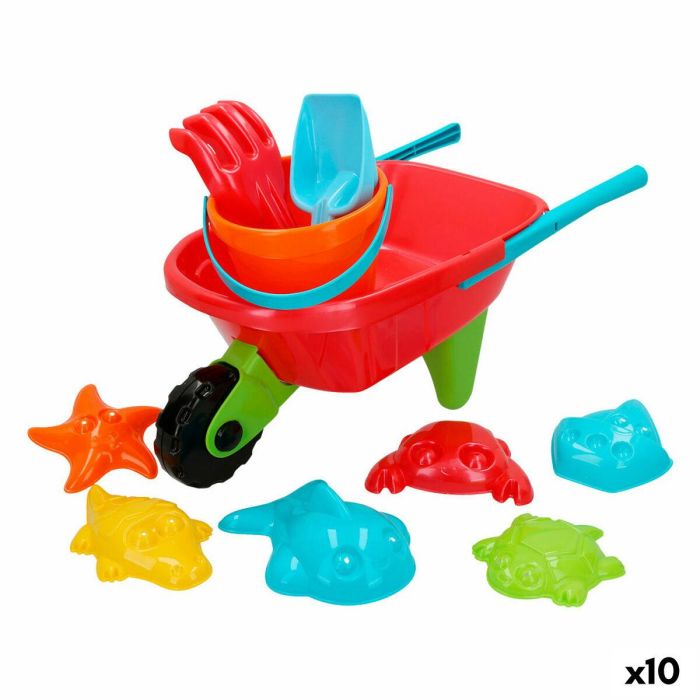 Set de Juguetes de Playa Colorbaby Carretilla Polipropileno (10 Unidades) Set de Juguetes de Playa Colorbaby Carretilla Polipropileno (10 Unidades)