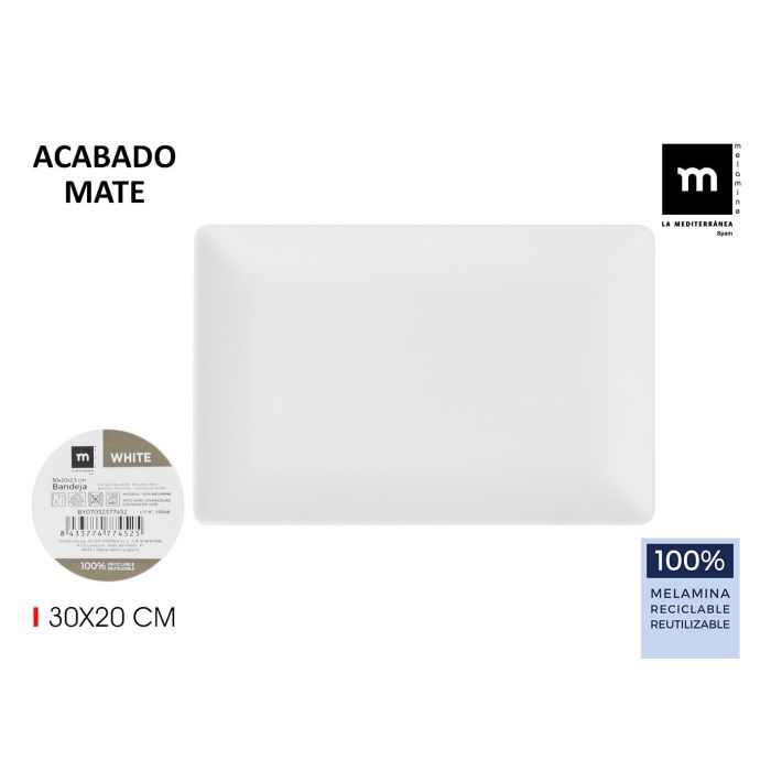 La Mediterranea Bandeja Melamina Mate White 30 x 20 x 2.5 cm (12 Unidades) 0 La Mediterranea Bandeja Melamina Mate White 30 x 20 x 2.5 cm (12 Unidades) 0