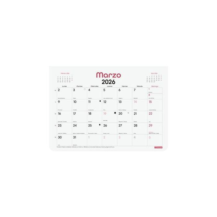Finocam Calendario Bloc Con Imán S-210x150 mm Mv Chic Blanco 2026 Planificador Anual con Espacio para Anotaciones