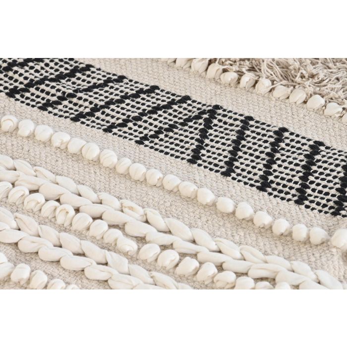 DKD Home Decor Alfombra Boho de Algodón 100% Beige y Negro, 120 cm Largo x 180 cm Ancho, 1 cm Alto, Lavado en Seco 2