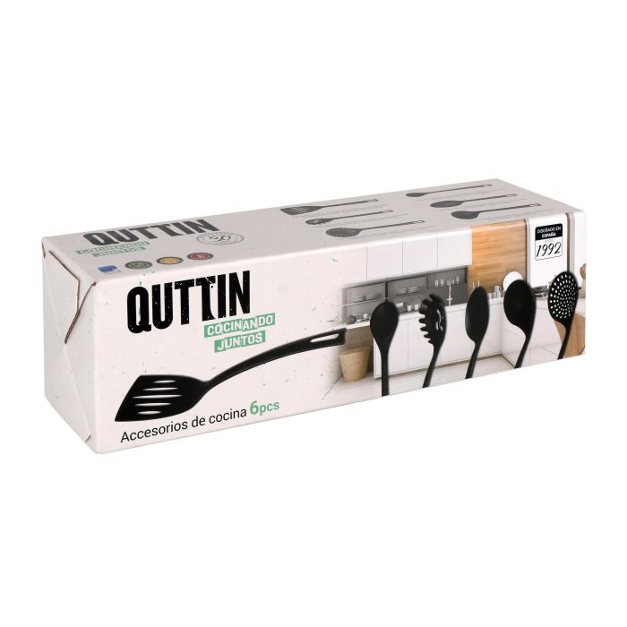 Quttin Set 6 Utensilios Nylon Negro con Dimensiones 9 cm (ancho) x 31.4 cm (alto) x 9 cm (largo) (8 Cajas)