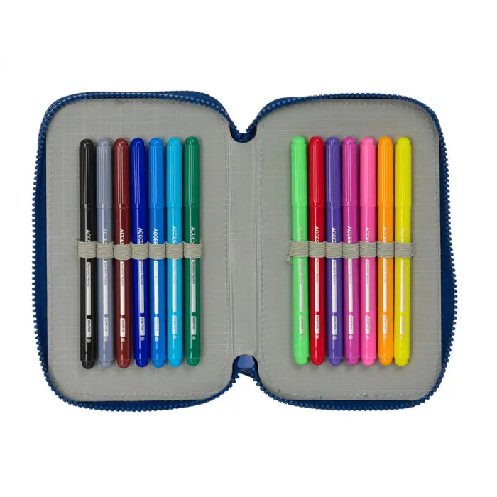 Estuche Escolar con Accesorios Munich North Azul marino 12.5 x 19.5 x 4 cm 29 Piezas 4
