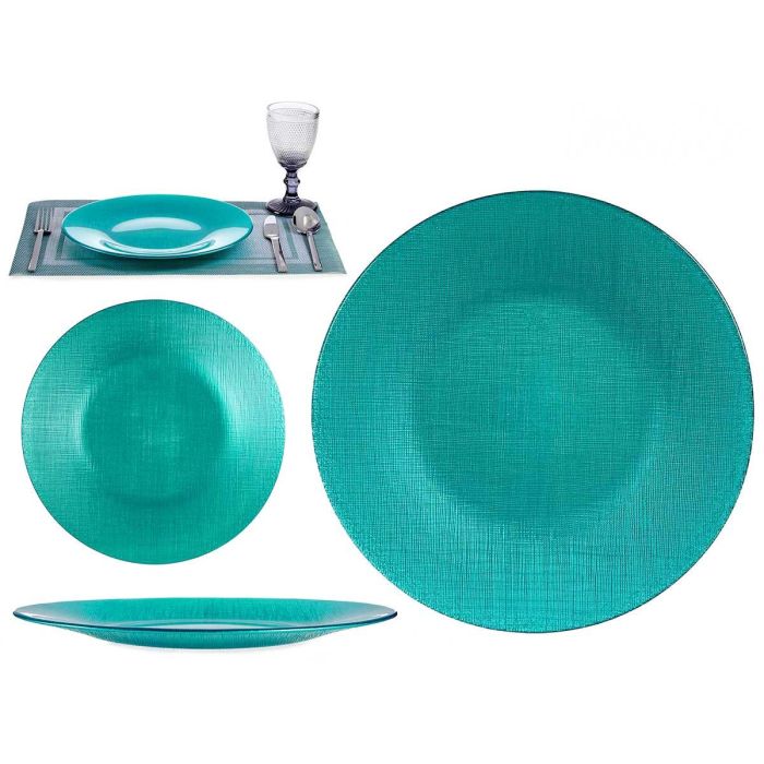 Plato Vidrio 27Cm Turquesa Vivalto (12 Unidades) Plato Vidrio 27Cm Turquesa Vivalto (12 Unidades)