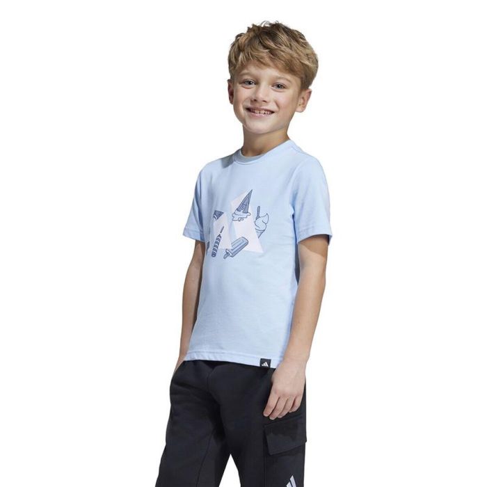 Camiseta de Manga Corta Infantil Adidas Lk Ice Azul Azul cielo M 5