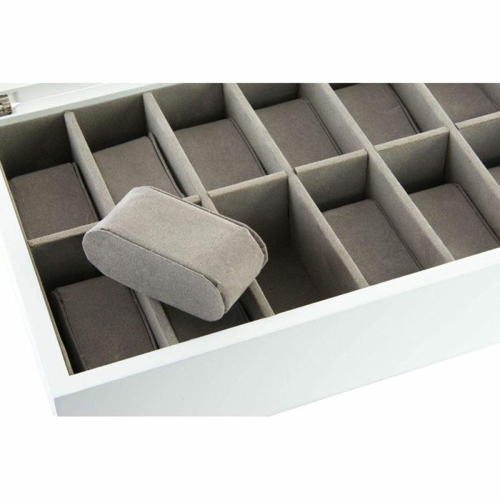 Caja-Joyero DKD Home Decor 102182 Relojes 28 x 19 x 9 cm Cristal Blanco Madera MDF 1