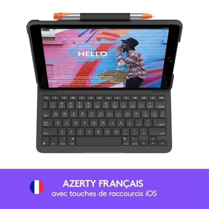 LOGITECH - Funda con teclado Bluetooth para iPad 10.2 (7.ª generación) Slim Folio iPad 10.2 (7.ª, 8.ª y 9.ª generación) - AZERTY - Gris 1 LOGITECH - Funda con teclado Bluetooth para iPad 10.2 (7.ª generación) Slim Folio iPad 10.2 (7.ª, 8.ª y 9.ª generación) - AZERTY - Gris 1
