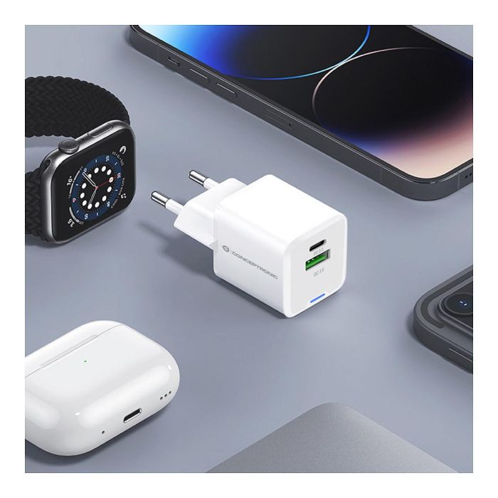 Conceptronic ALTHEA15W Cargador de Pared USB Blanco Universal 15W 20W para Múltiples Dispositivos - Tipo Interior