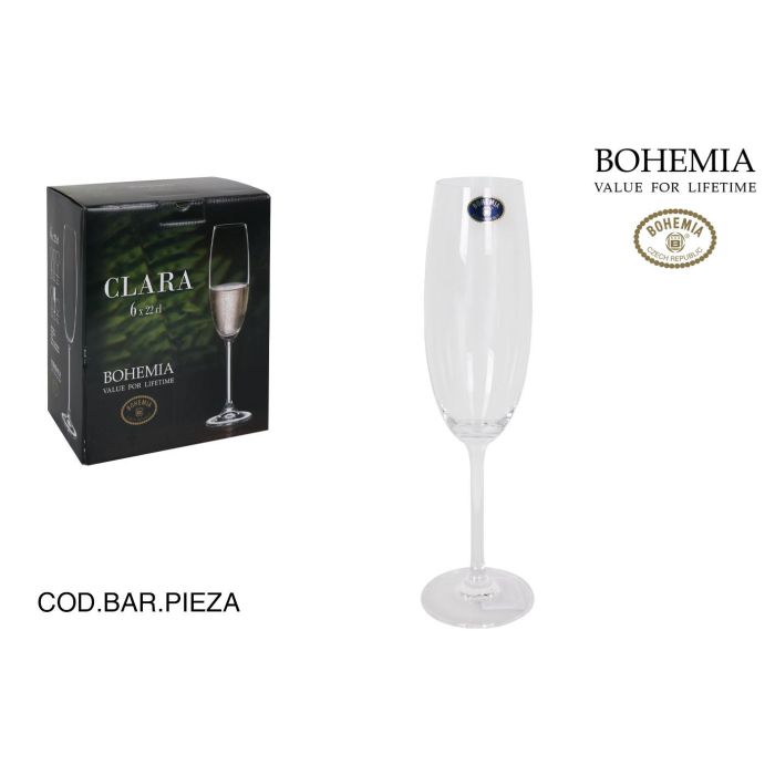 Set 6 Copas Champagne Bohemia 220 cc Clara (4 Cajas) Set 6 Copas Champagne Bohemia 220 cc Clara (4 Cajas)